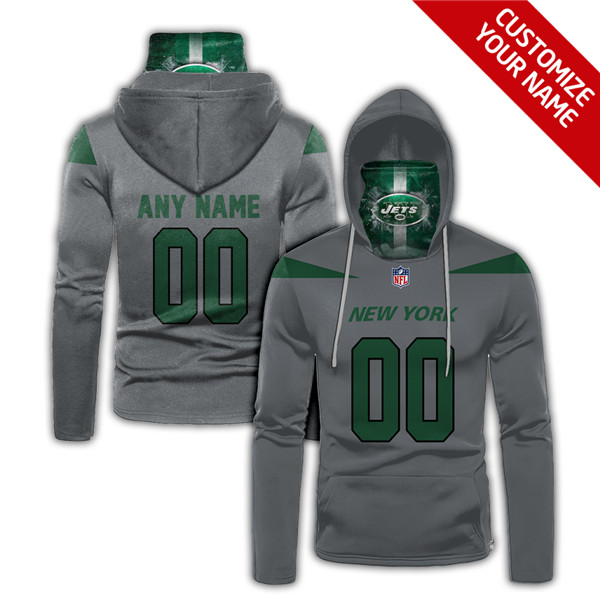 Men's New York Jets Grey 2020 Customize Hoodie Mask